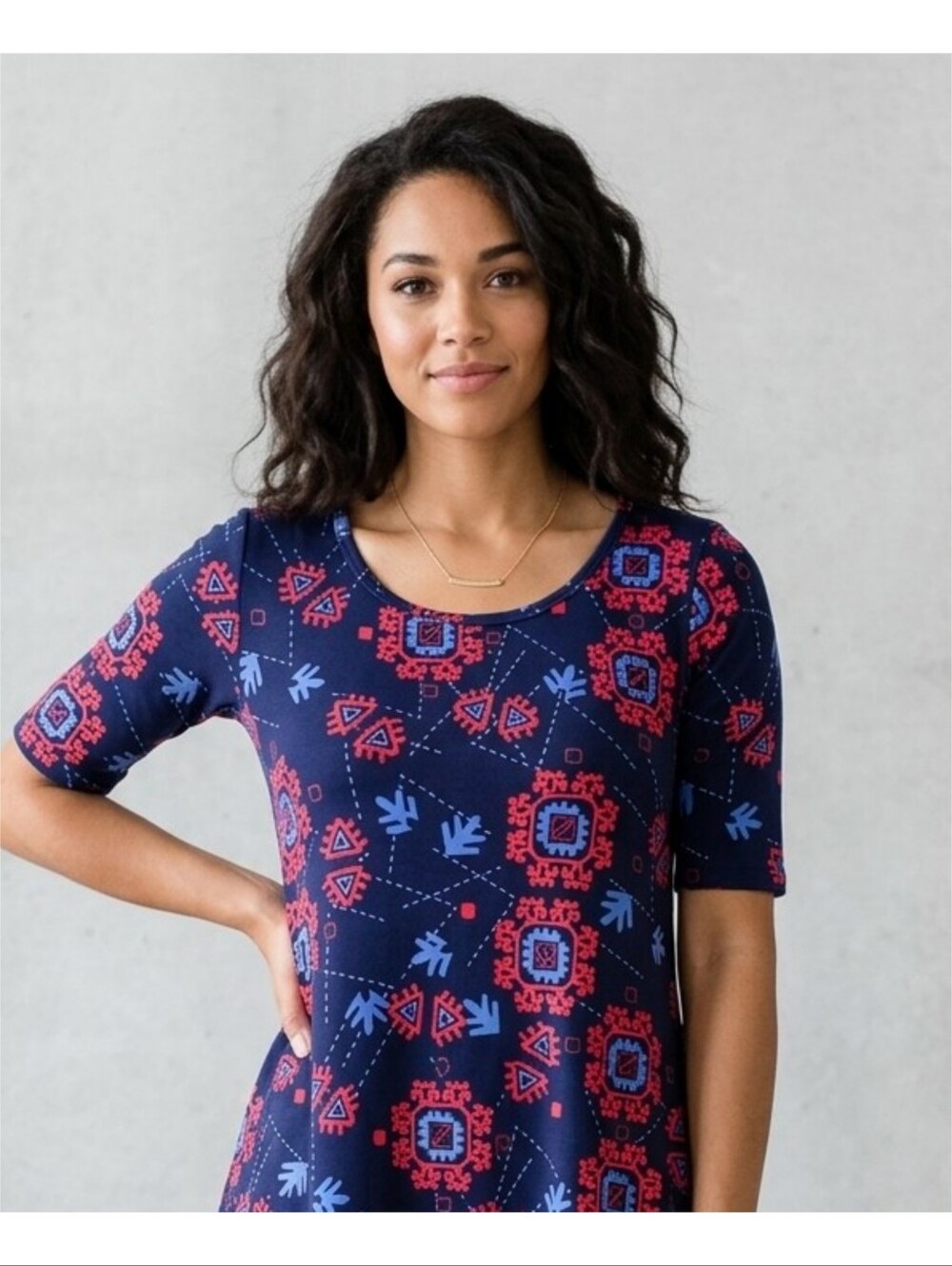 LuLaRoe Perfect T Navy Snowflake print Size XXS